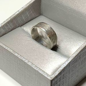 Artisan Hand Crafted VTG Rope Tread Wide Band Signed 925 Sterling Silver Ring